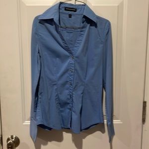 Express design studio sz xs v neck button down shirt. Light blue. Well loved.